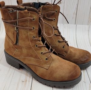 Dunes woman combat boots size 9 suede brown